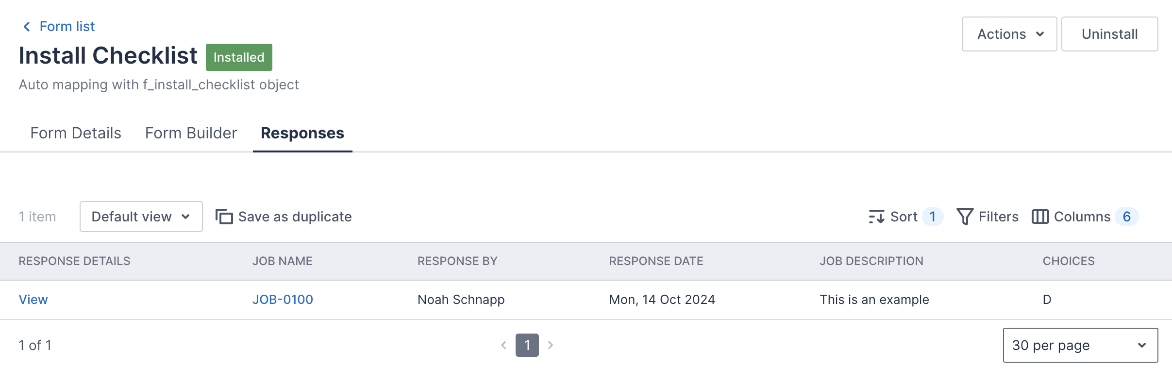 View the resources’ responses