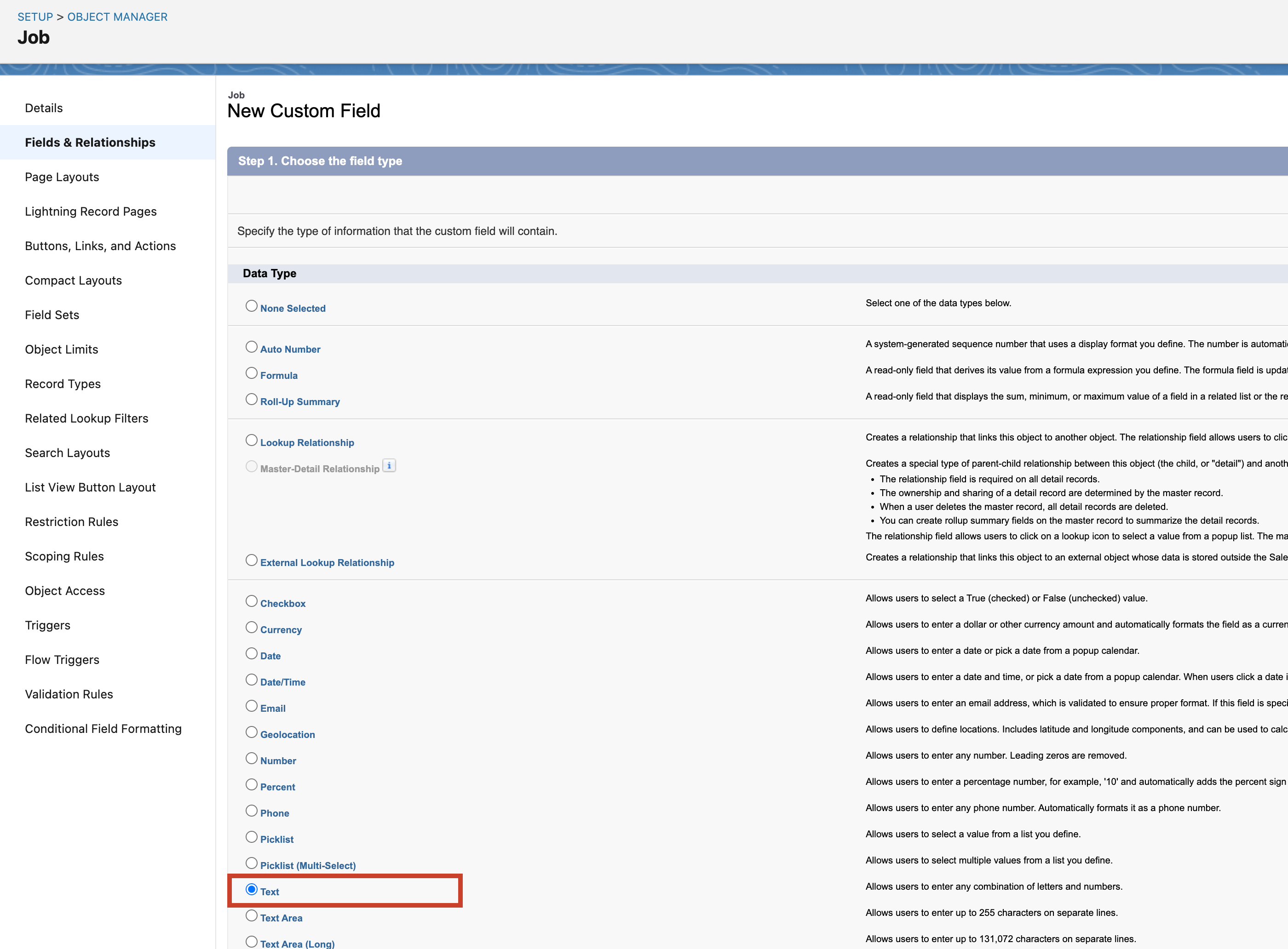 Select the text field.