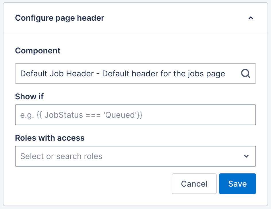 page header panel for the jobs page
