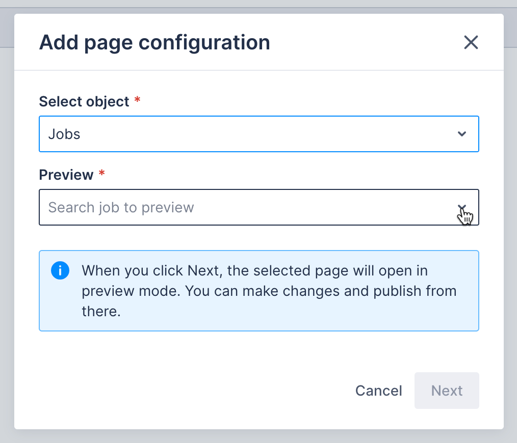 search preview in add new modal