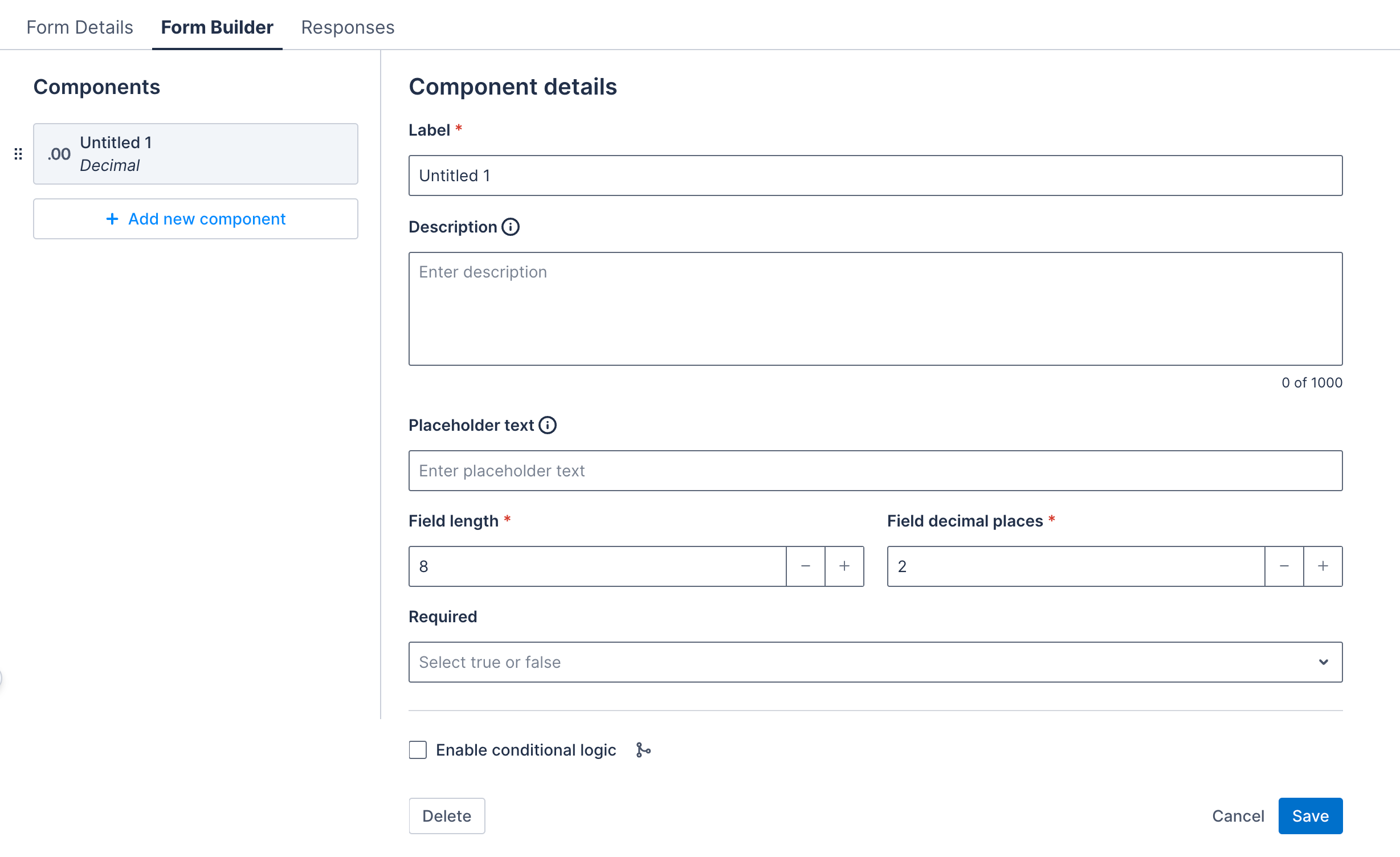 Decimal input component
