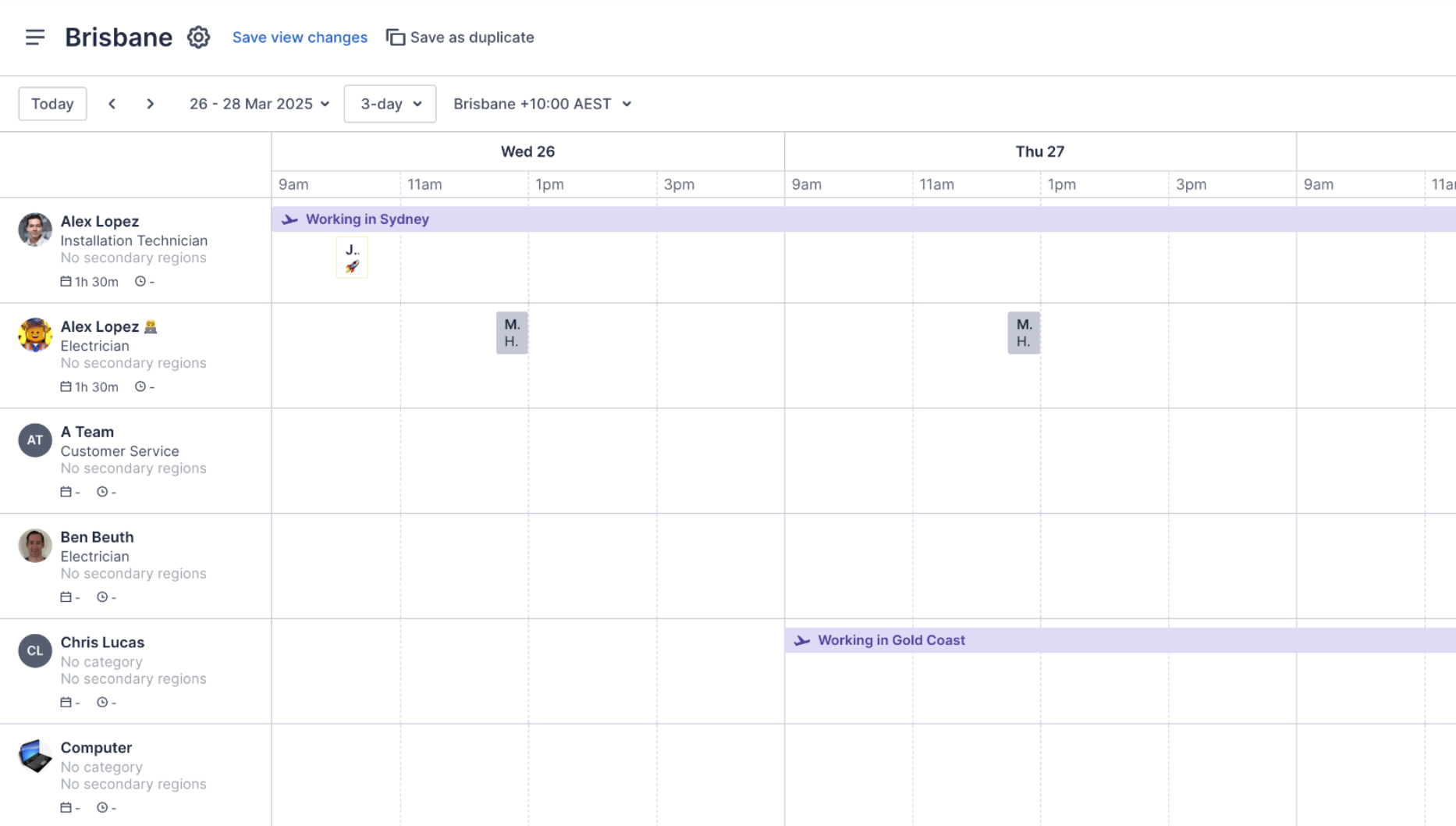 Pulse swimlane temporary region