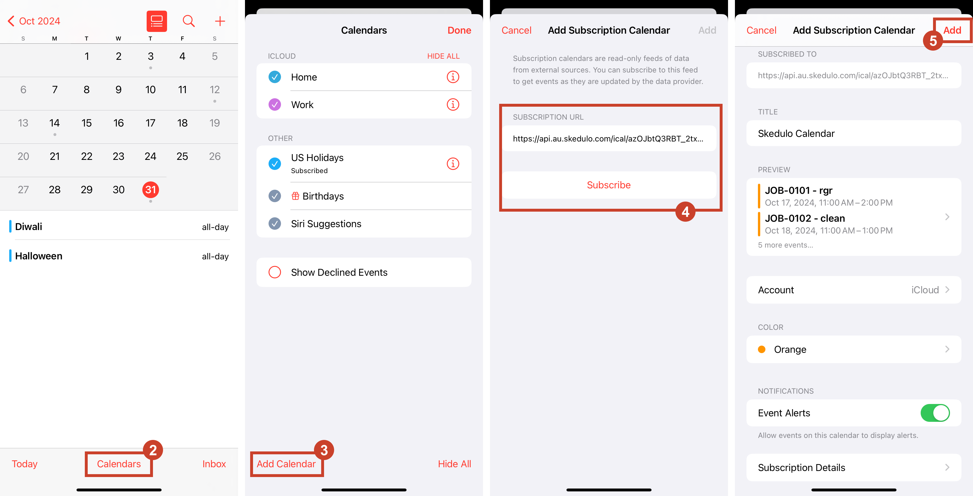 Add your Skedulo calendar to your iOS device’s calendar